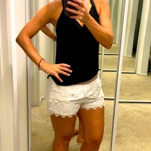 Super fun white lace festival shorts size small